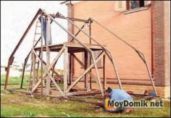 Соединение элементов конструкции каркаса зимнего сада