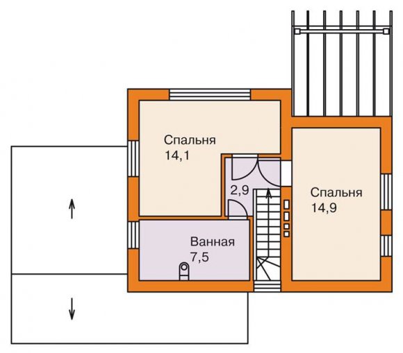 Проект дачного дома 90 кв.м. с мансардой - мансардный этаж Проект дачного дома 90 кв.м. с мансардой - мансардный этаж