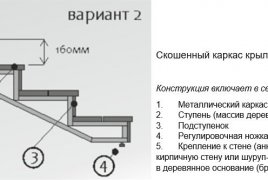 Скошенный каркас крыльца - чертеж Скошенный каркас крыльца - чертеж