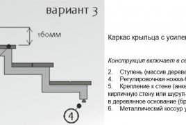Каркас крыльца на усиленном косоуре - чертеж Каркас крыльца на усиленном косоуре - чертеж